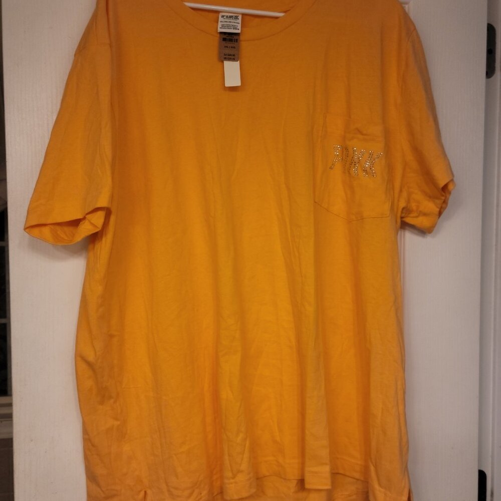 VS PINK Rhinestone Studded Pocket Tee NWT
